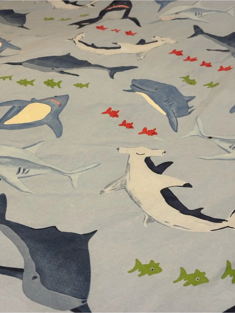 Pottery Barn Kids Shark Bite Duvet Cover Twin Light Blue Ocean School Fish Sea